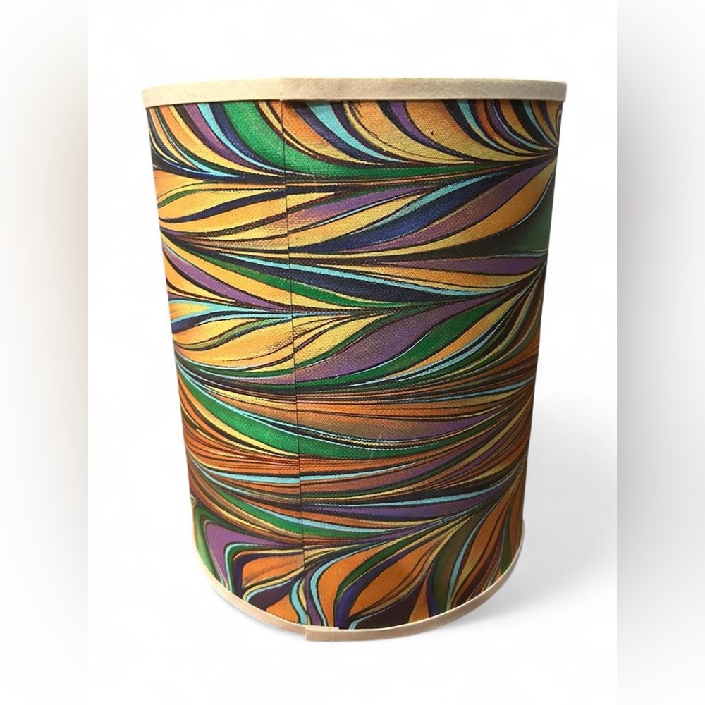 Vintage cylinder Lamp shade With Psychedelic pattern and colors - Picture 3 of 7